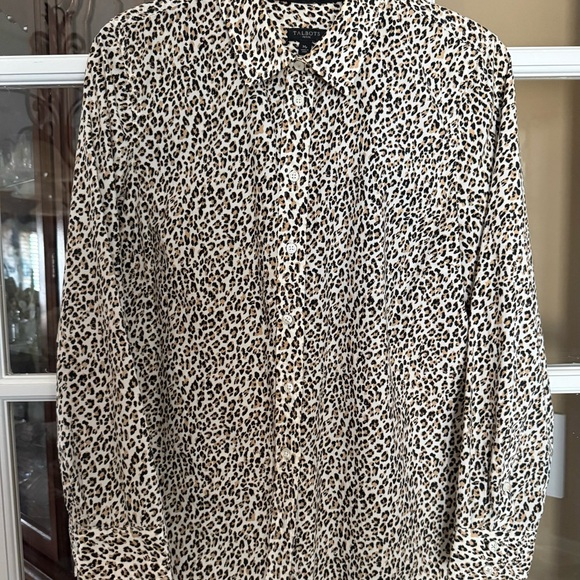 Talbots Women's Leopard Print Button Down Shirt - Picture 3 of 8